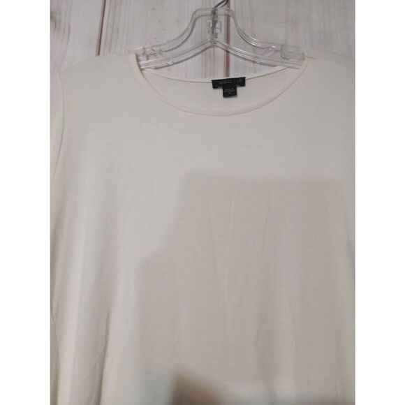 J Jill Wearable Collection Shirt Ladies Medium Cream 3/4 Sleeve Crew Neck Minima - Picture 3 of 8
